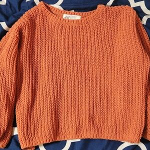 H&M Girl's Chunky Crewneck Sweater - Burnt Orange
